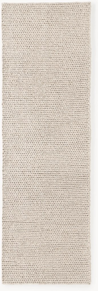 Handgemaakte wollen loper Bruna met gevlochten structuur