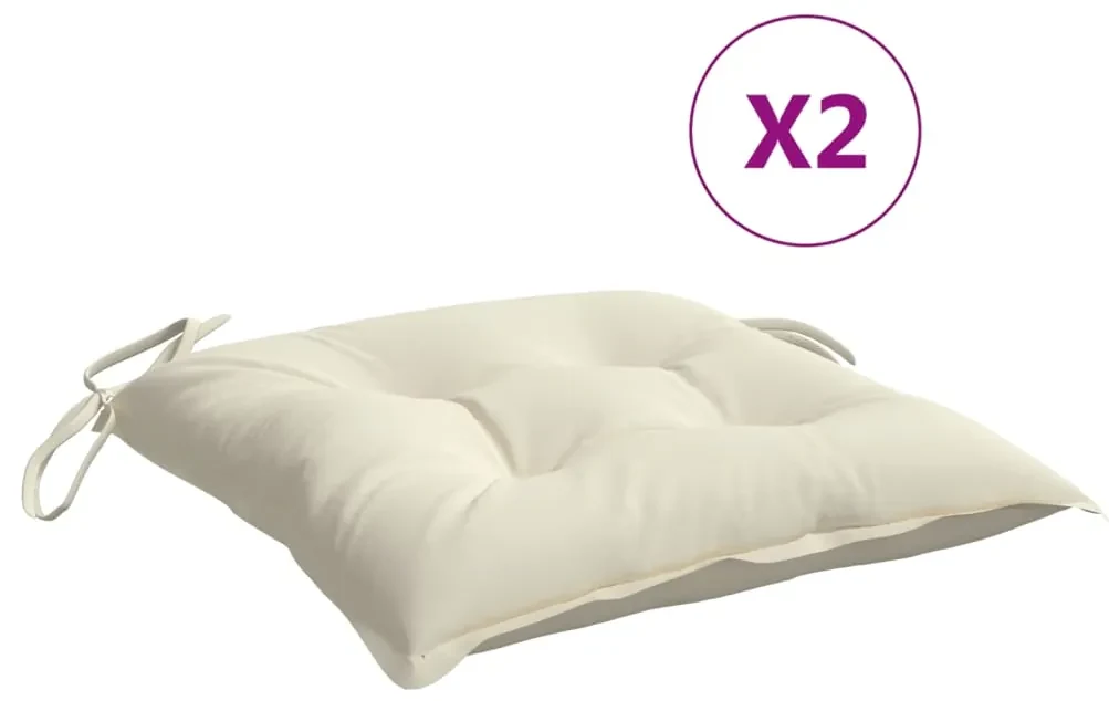 vidaXL Stoelkussens 2 st 50x50x7 cm stof crèmewit