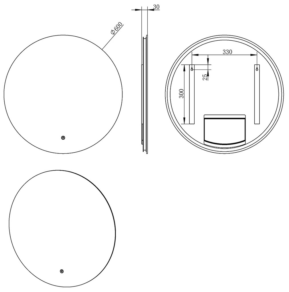 Mueller Oreo ronde spiegel met LED-verlichting 60cm