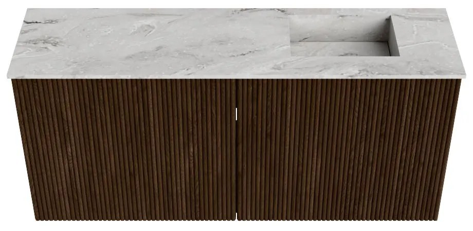 Mondiaz Joya DLux 90cm toiletmeubel walnut met wastafel faye rechts 1 kraangat glace