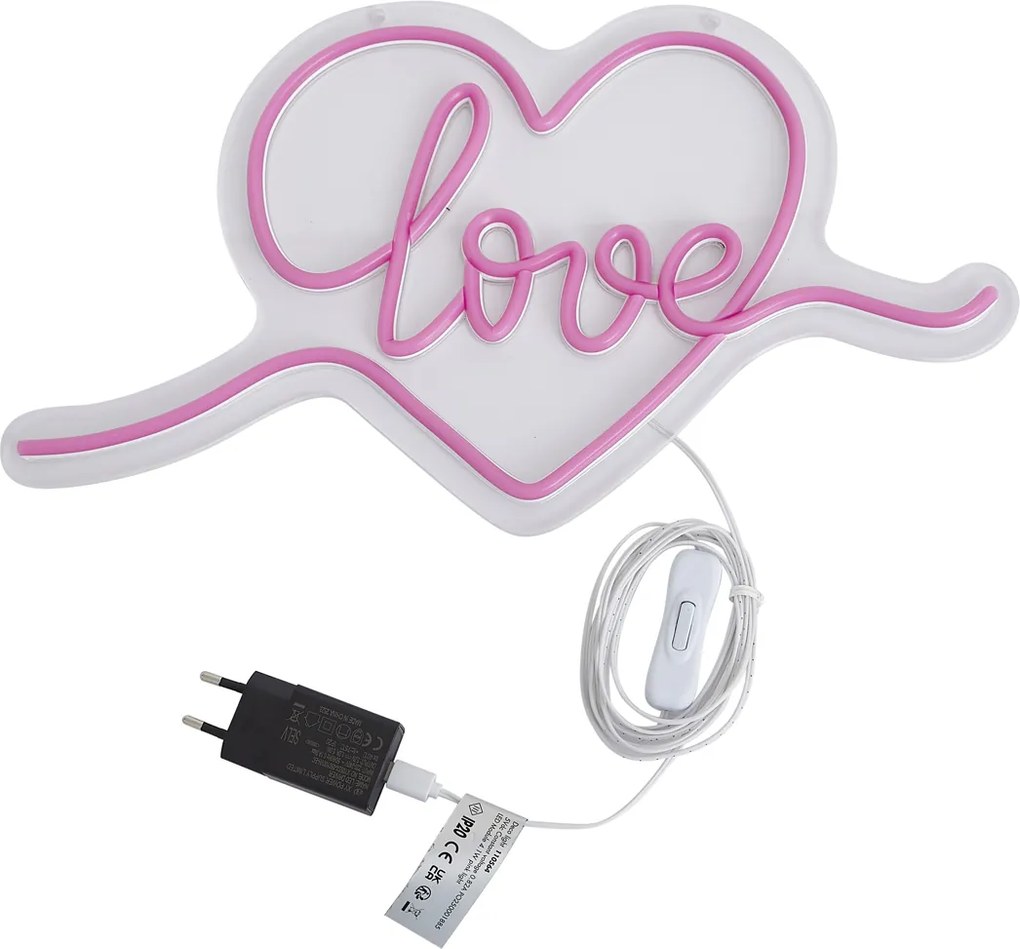 Neon wandlamp roze incl. LED - Love