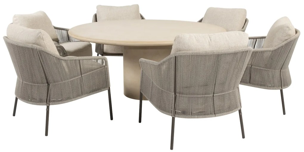 Hampton Florence low dining tuinset 160xH69 cm rond 7 delig mortex terre Taste 4SO