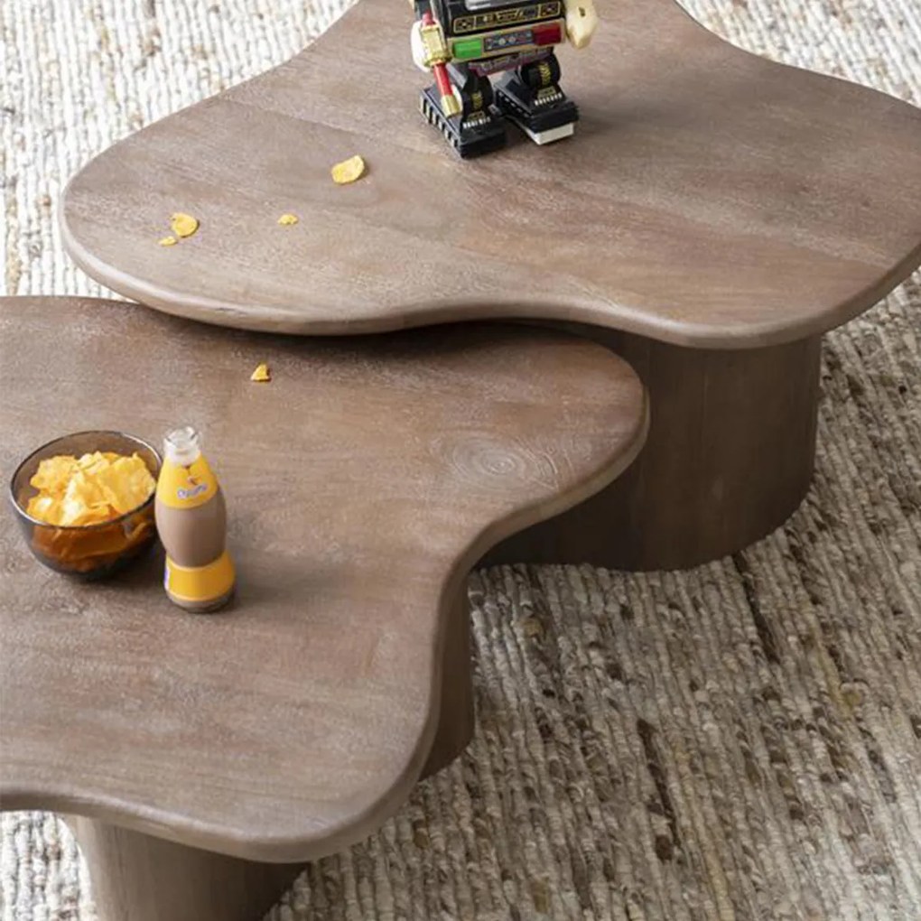 Scandinavische Salontafel Set Mangohout Bruin - 75 X 75cm.