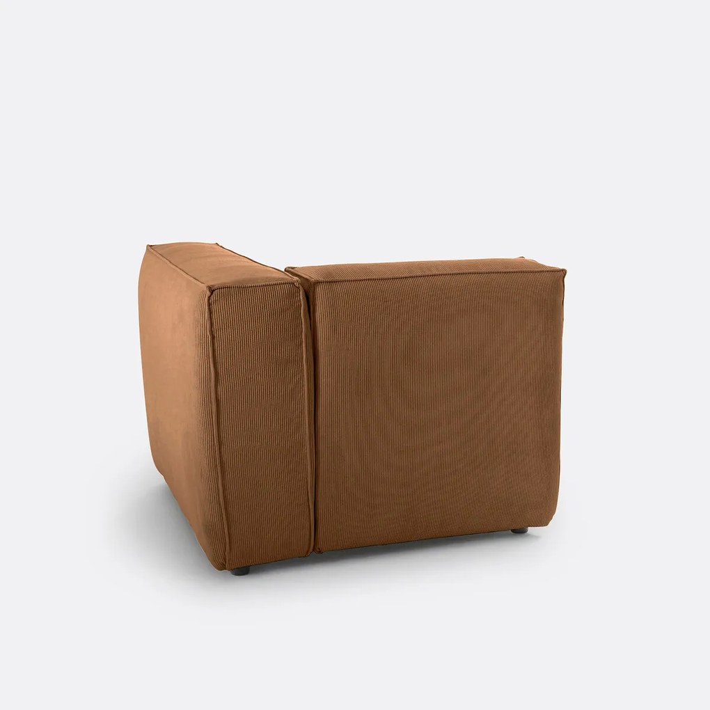 Hoekelement voor modulaire bank, in ribfluweel, Seven