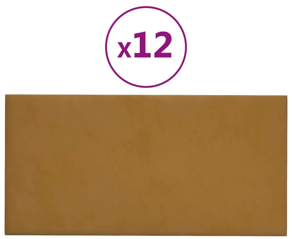 vidaXL Wandpanelen 12 st 2,16 m² 60x30 cm fluweel bruin