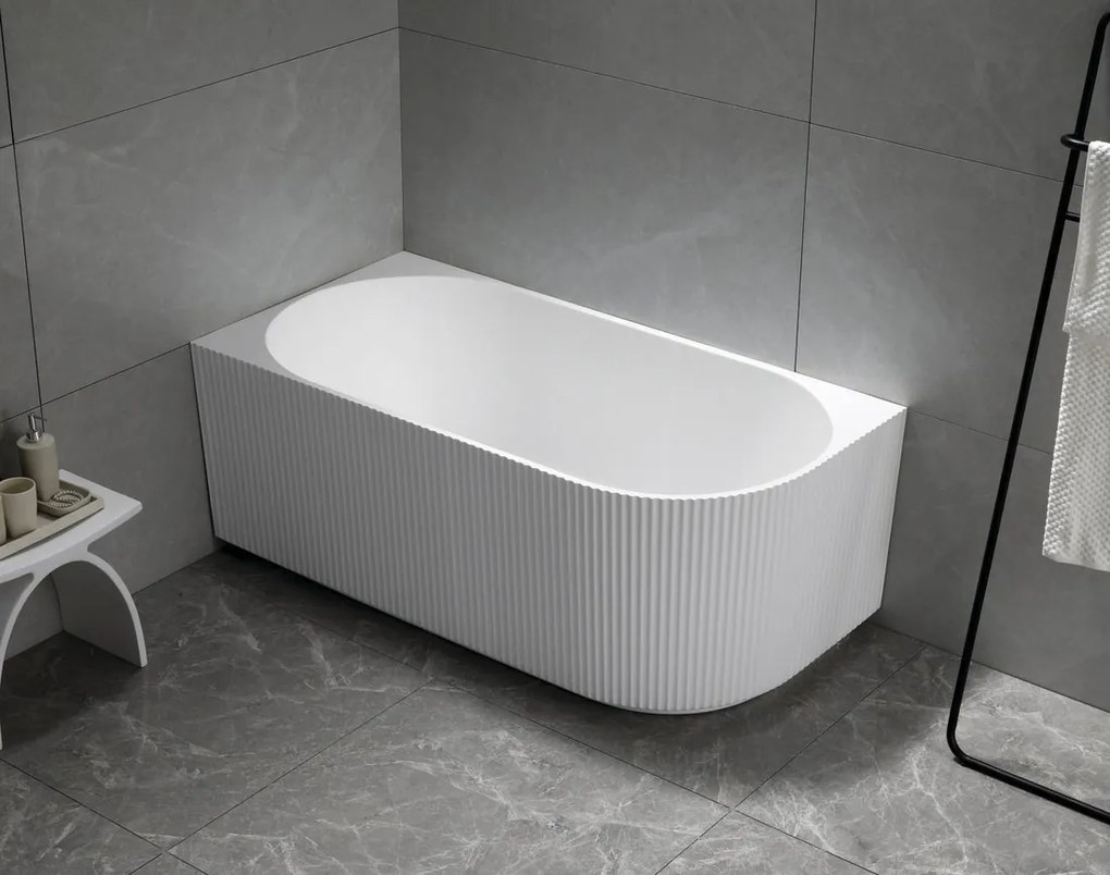 Aqualine Tibera hoekbad links met ribbel 170x80cm wit