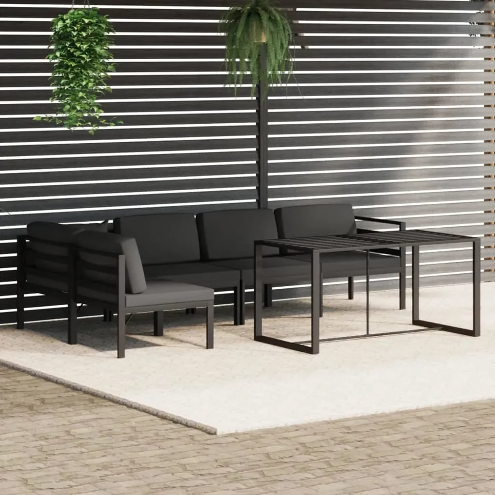 vidaXL 6-delige Loungeset met kussens aluminium antracietkleurig