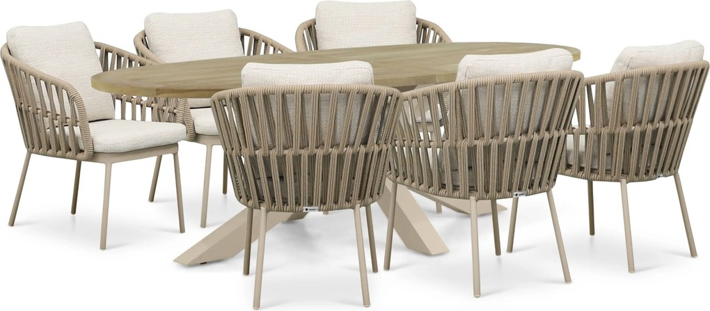 Tuinset 6 personen 240 cm Rope Zand/Beige Coco Elara/Brookline