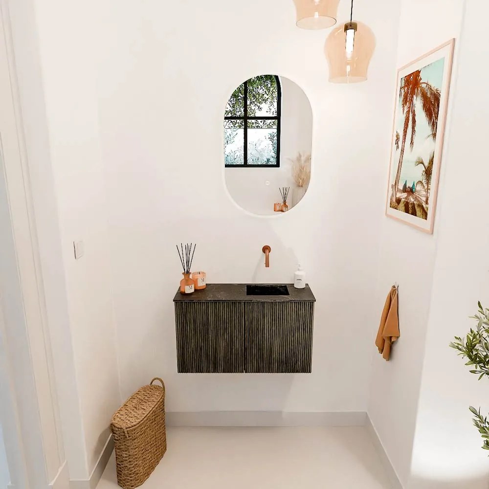 Mondiaz Joya DLux 70cm toiletmeubel shadow met wastafel faye rechts zonder kraangat lava