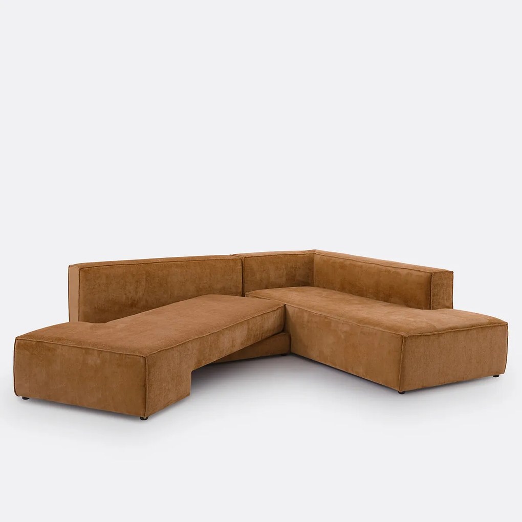 Hoekbank links of rechts, omvormbaar, fluweel met structuur, Ginosa