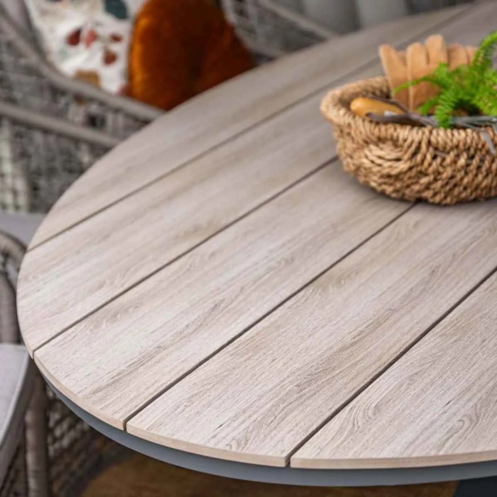 Garden Impressions Lucas tuinset 9-delig bruin - Tulli tuintafel ovaal 280x140 cm light teak look