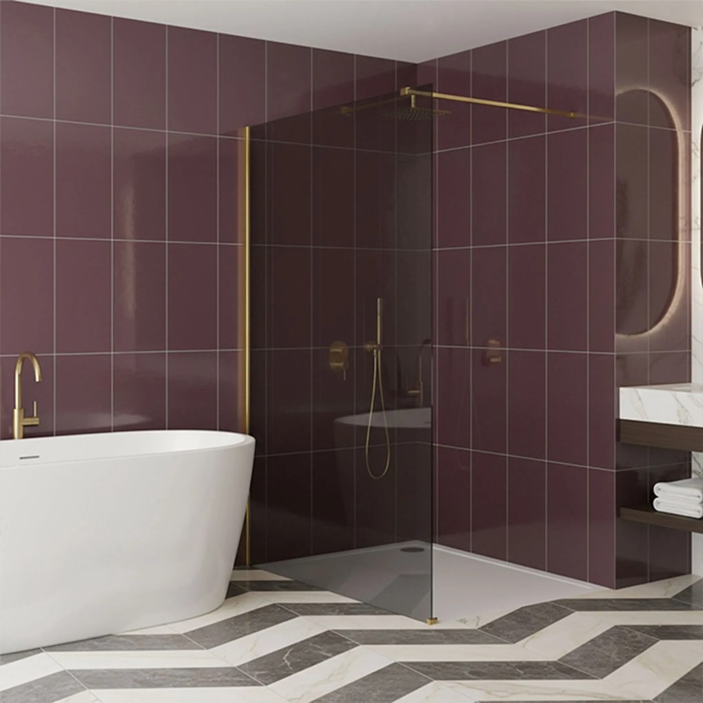 Walk-in douchewand Rea Flexi Grey / Gold 110