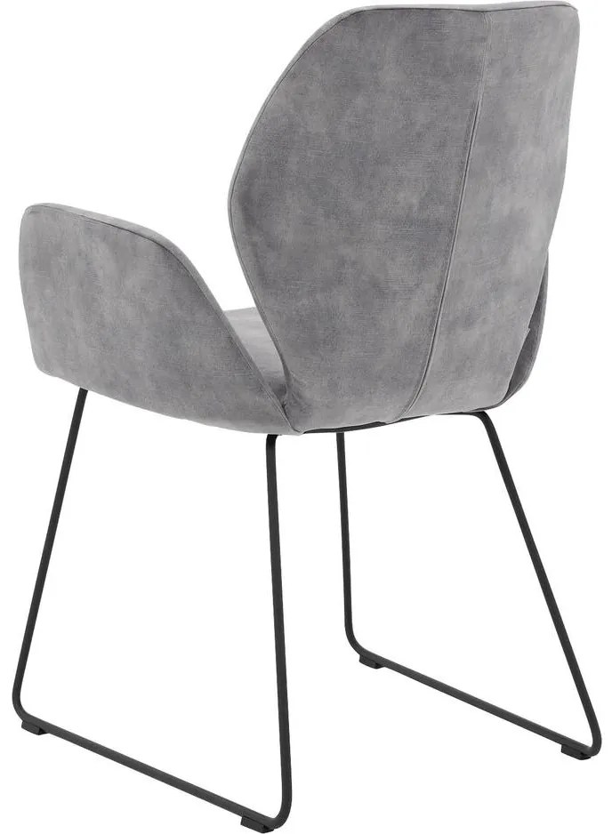 Goossens Eetkamerstoel Hera grijs velvet stof met armleuning, modern design