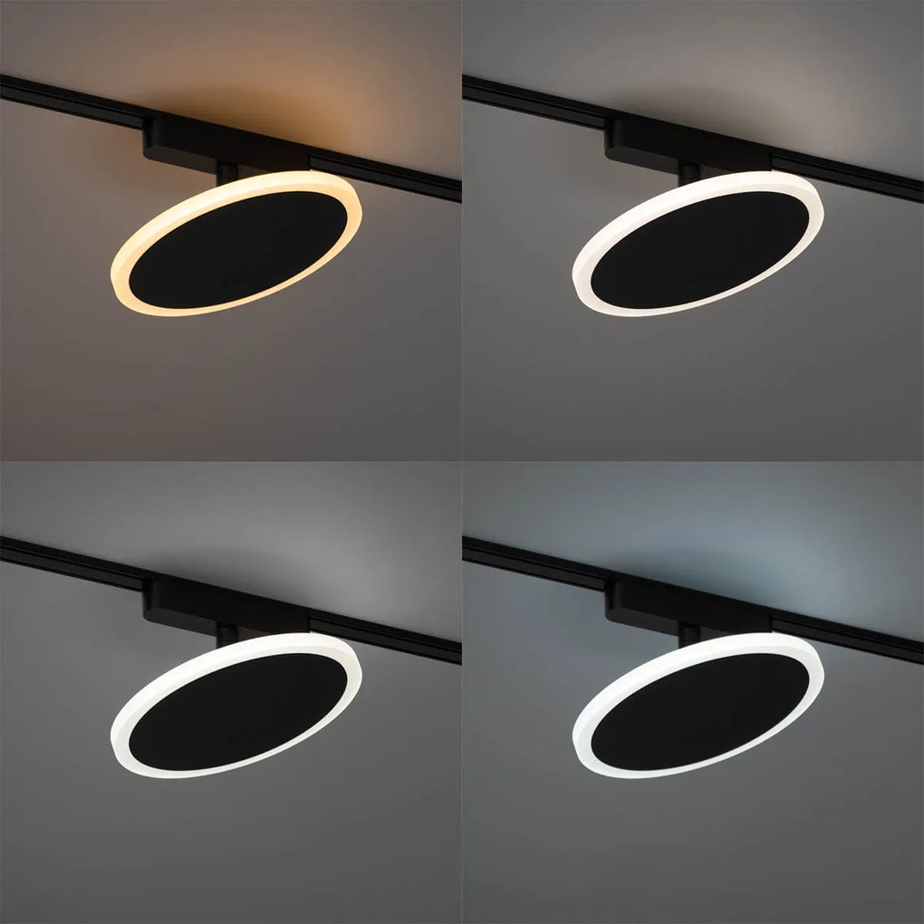 Moderne spot zwart voor railsysteem 1-fase incl. LED - Magnetic Puk