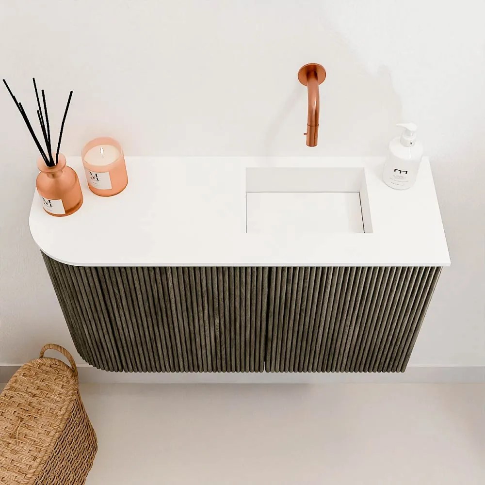 Mondiaz Joya 70cm toiletmeubel ronding links shadow met wastafel faye rechts zonder kraangat talc