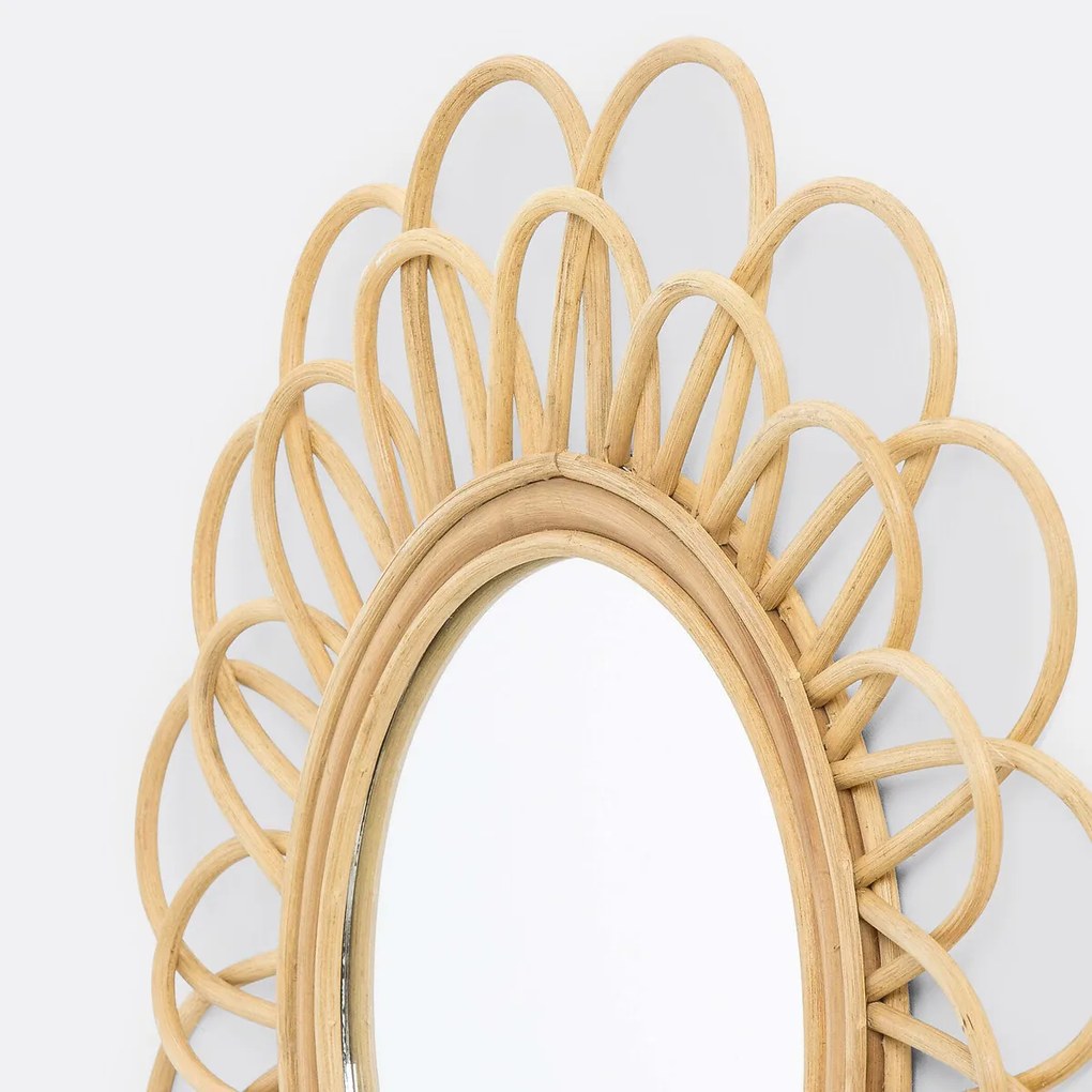 Spiegel in rotan, dubbel bloemvormig Ø60 cm, Nogu