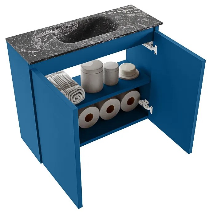 Mondiaz Ture DLux toiletmeubel 60cm jeans met wastafel lava midden zonder kraangat