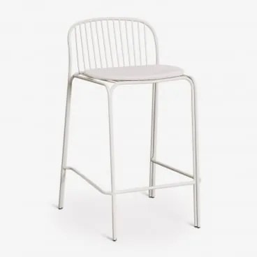 Anerina Hoge Tuinstoel Van Staal ↑65 Cm & Grijsachtig Wit & Glaciale Wit - Sklum