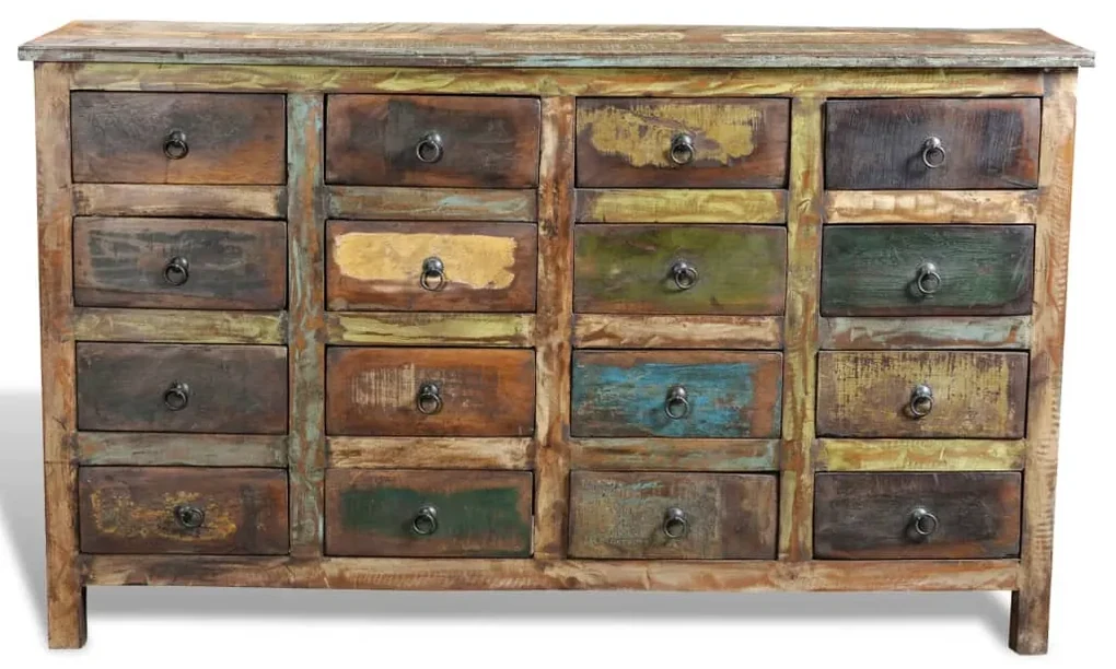 vidaXL Kast met 16 lades antieke stijl massief gerecycled hout