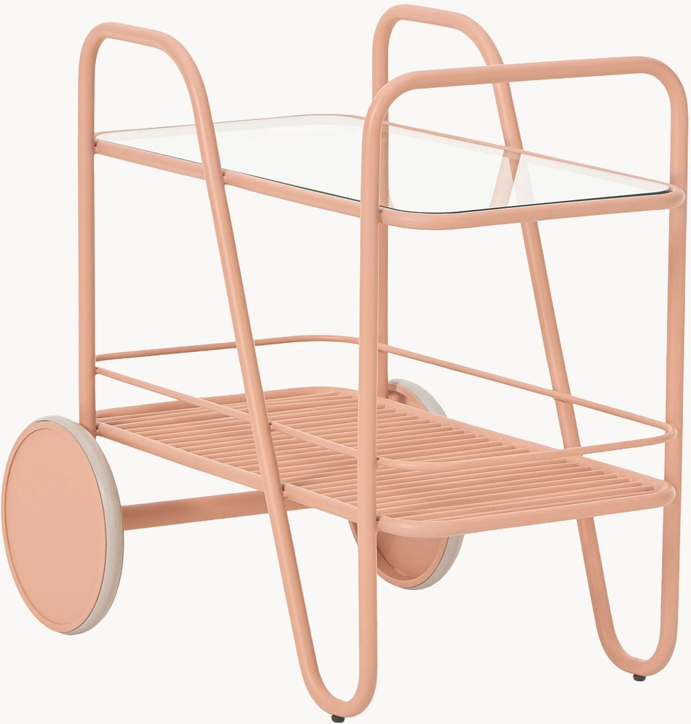 Metalen barcart Giovanni met glazen blad