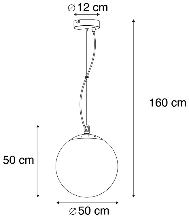 Eettafel / Eetkamer Smart scandinavische hanglamp met dimmer zilver met opaal glas 50cm incl. Wifi A60 - Ball 50 E27 Scandinavisch bol / globe / rond Binnenverlichting Lamp