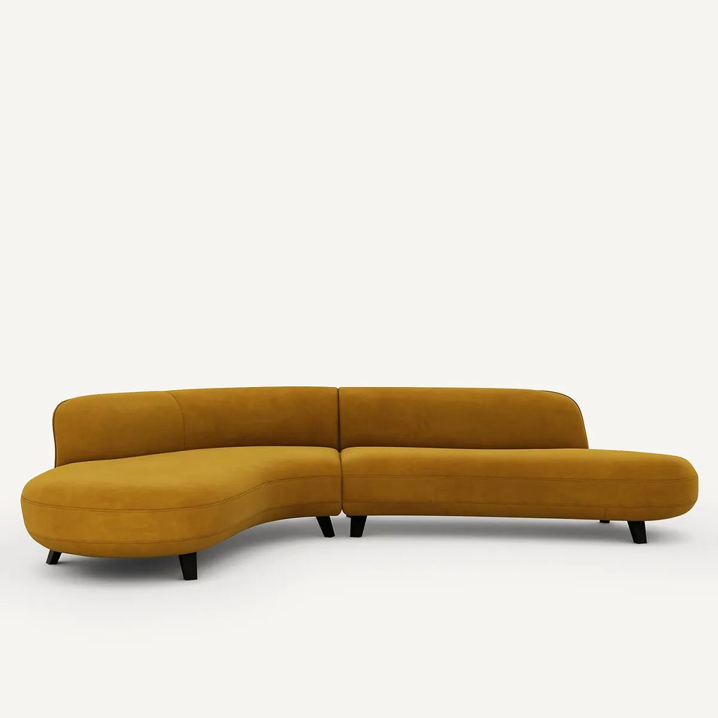 Fluwelen hoekbank, Rosebury, ontwerp Emmanuel Gallina