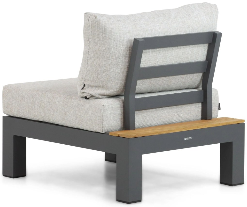 Loungeset 6 personen Aluminium/Teak Grijs Lifestyle Garden Furniture Vittoria