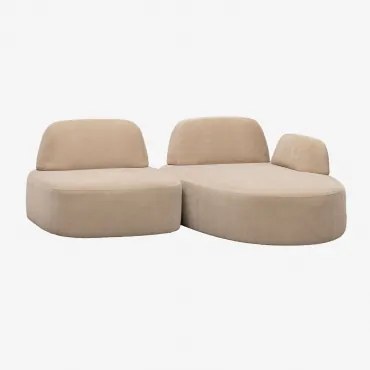 Rechte Modulaire Chaise Longue Bank Van 2 Delen Bekleed Giorgia Chenille Licht Zandbruin - Sklum