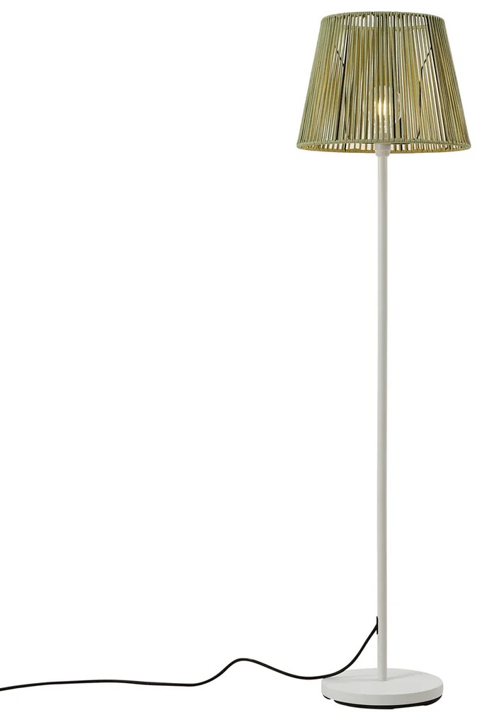 Buiten vloerlamp wit met kap groen touw IP44 / IP54 - VirginiaJapandi E27 IP44 Buitenverlichting rond