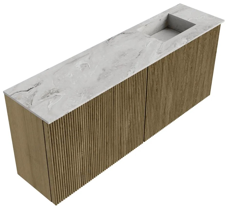 Mondiaz Joya DLux 100cm toiletmeubel dusk met wastafel faye rechts zonder kraangat glace
