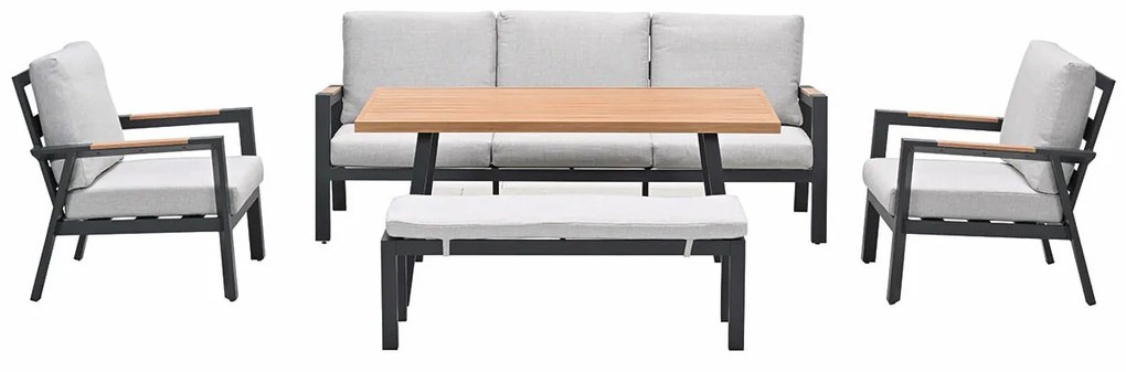 Garden Impressions Lissabon lounge dining set 5-delig stoel-bank - valley sand