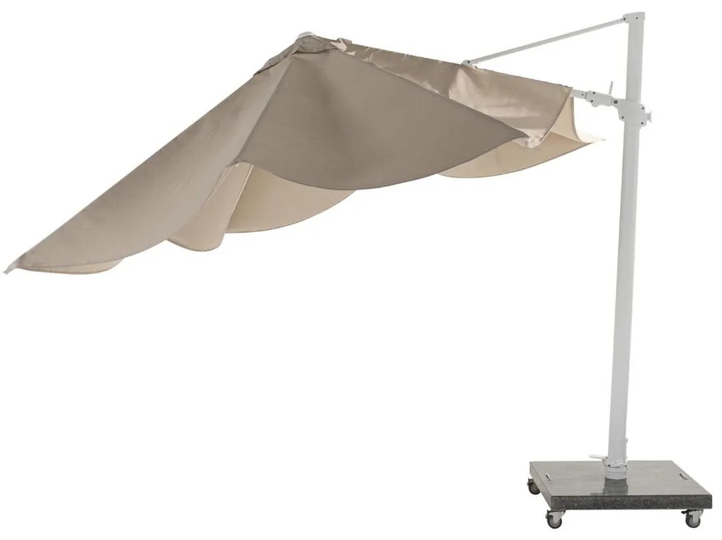 4 Seasons Outdoor Siesta PREMIUM 300 x 300 cm parasol zand doek met wit frame SALE Parasol   houtkleur weerbestendig