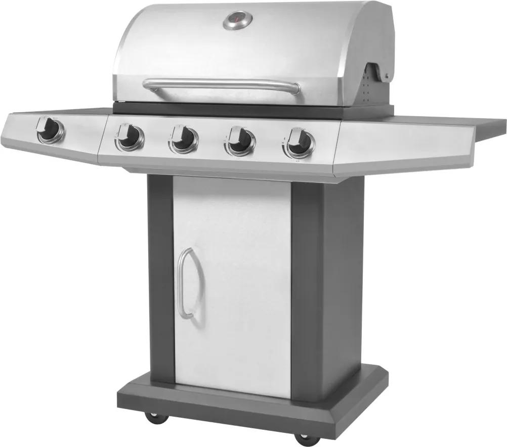 Gasbarbecue en grill 4+1 kookzone zwart en zilver