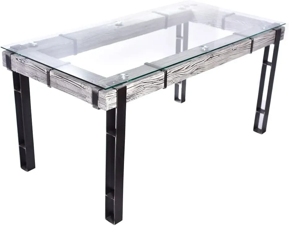 CHYRKA® Eettafel LL woonkamertafel LEMBERG Loft Vintage Bar Industrieel Design Handgemaakt hout metaal glas