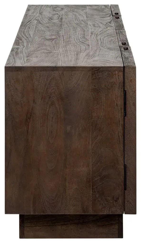 Richmond Interiors Bryant TV-meubel Donkerbruin Mangohout Met Spiegel - 180x40x56.5cm.