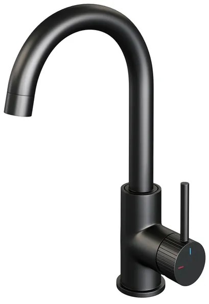 BRAUER Stripe Hoge Opbouw Wastafelmengkraan - draaibare ronde uitloop - model A - mat zwart 5-S-003-R5
