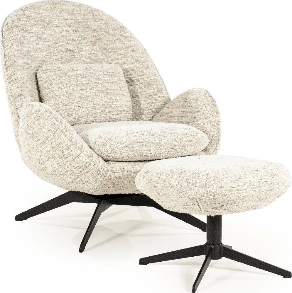Draaibare Fauteuil Met Voetenbank Beige