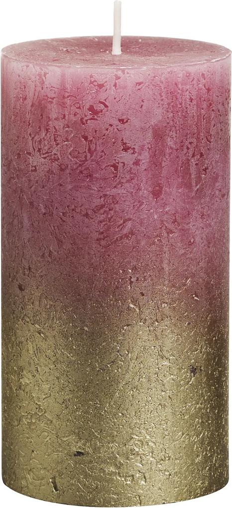 Rustieke stompkaars Fading metallic goud Oud roze 130/68