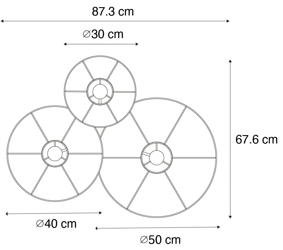 Design plafondlamp wit met stof 3-lichts - Jane Design E27 rond Binnenverlichting Lamp