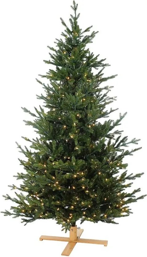 Göteborg verlichte kunstkerstboom - 274 cm - Donkergroen - Diameter 160 cm - 4459 tips - 900 ledlampjes (warm wit)