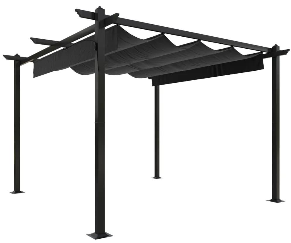 vidaXL Tuinprieel met uittrekbaar dak 3x3 m antracietkleurig