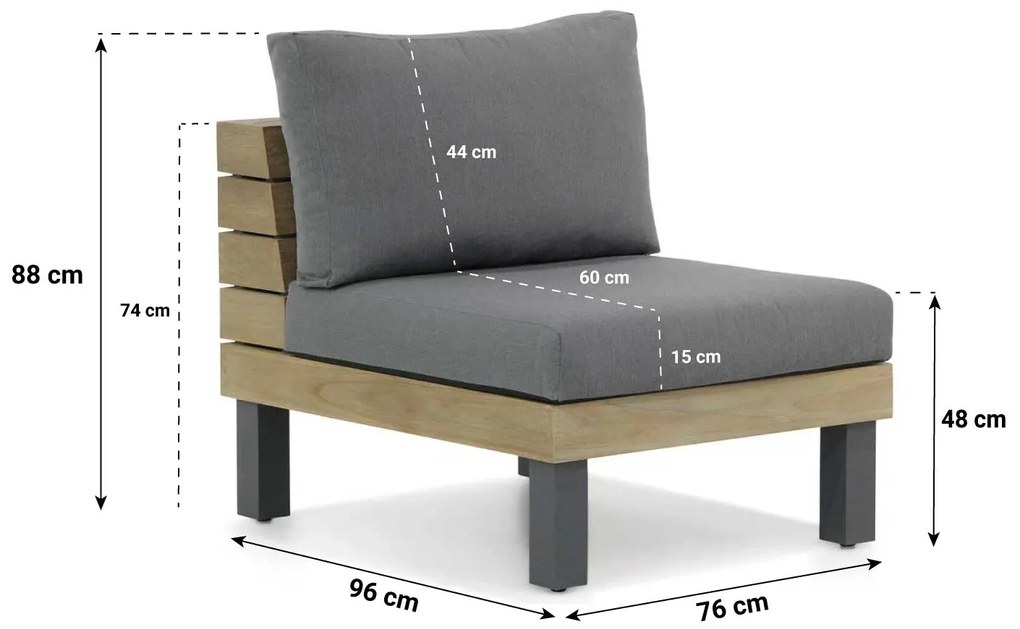 Hoek loungeset  Teak Old teak greywash 7 personen Lifestyle Garden Furniture Atlantic