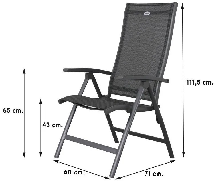 Hartman Salvatore/Ottowa 205-265x100 cm. - 7-delige verstelbare tuinset