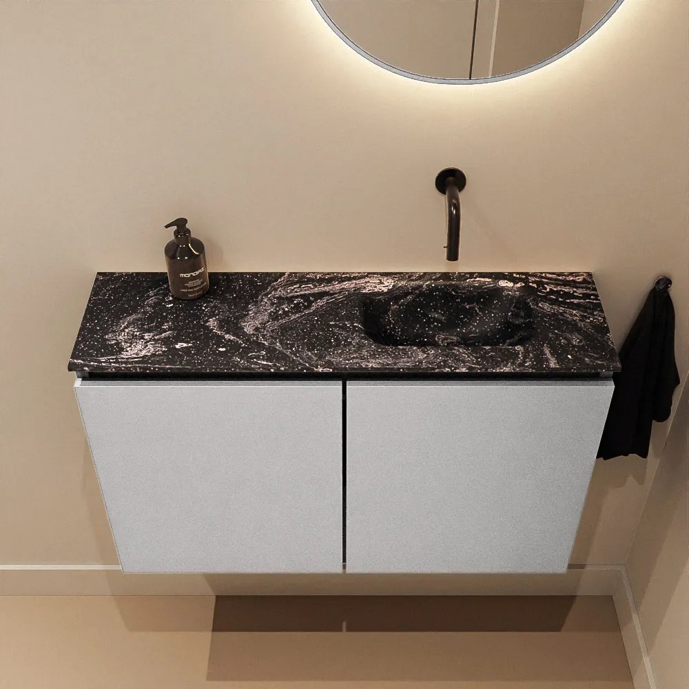 Mondiaz Ture DLux toiletmeubel 80cm plata met wastafel lava rechts zonder kraangat