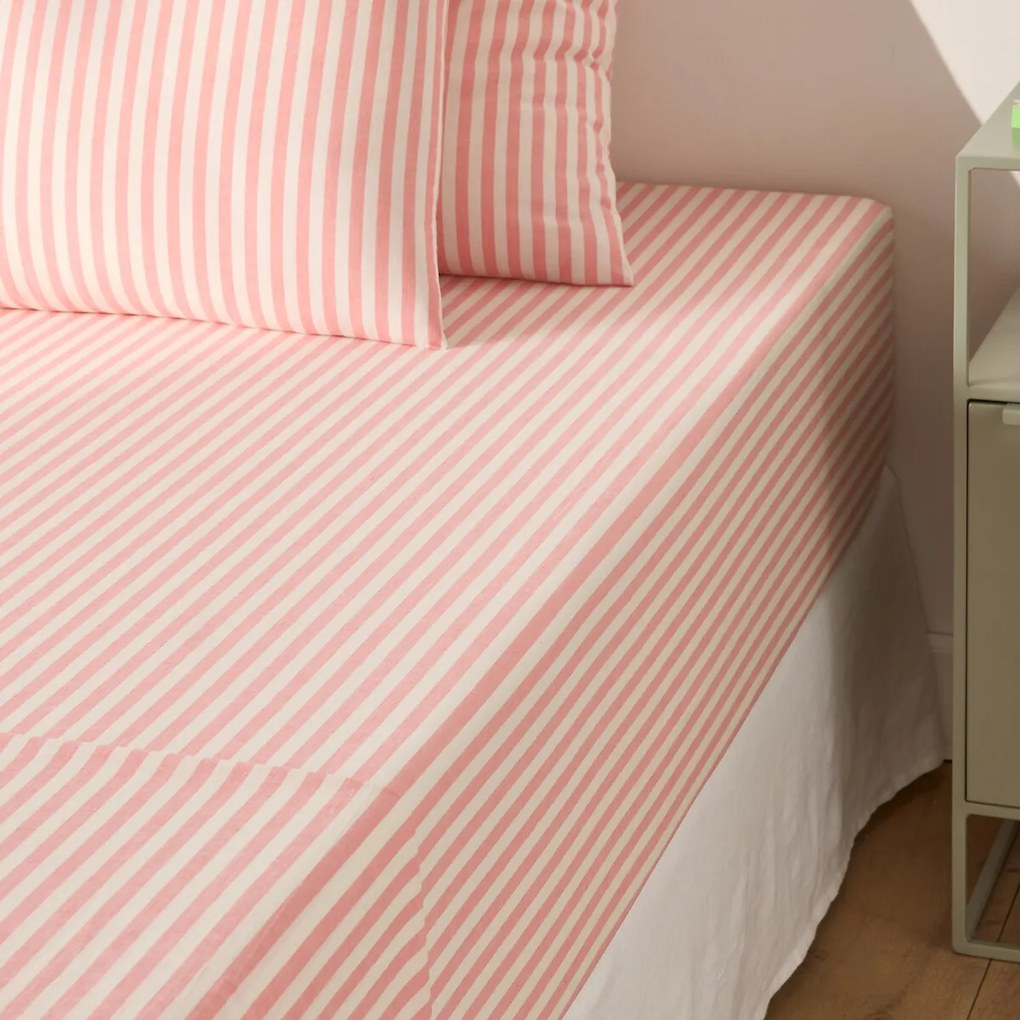 Katoenen hoeslaken omslag 30 cm, Soizic koraal