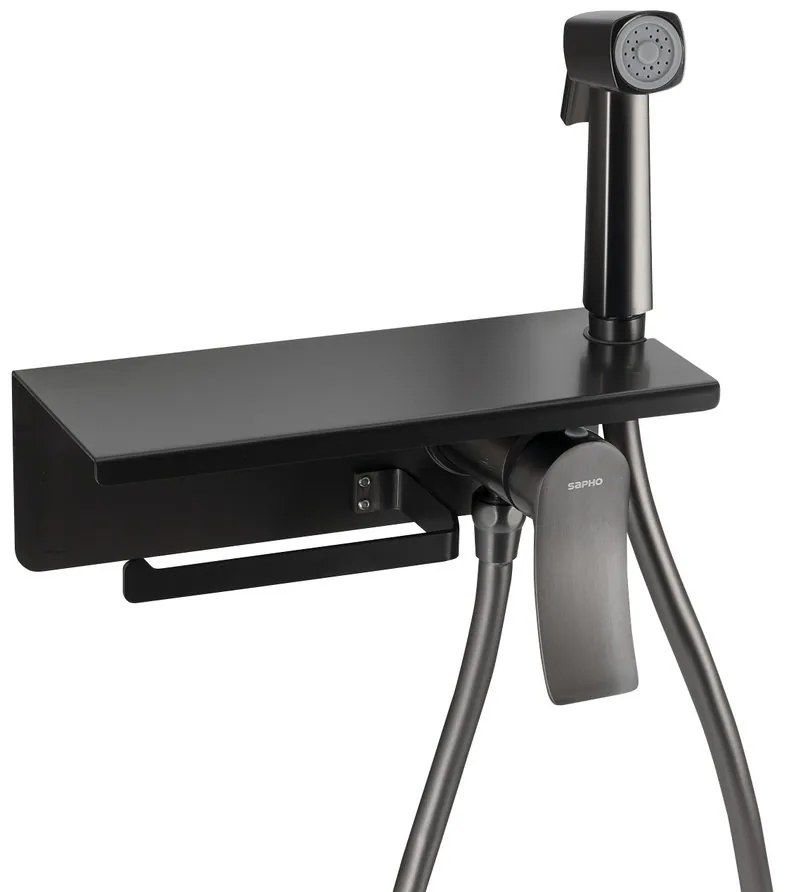 Sapho bidet handdoucheset met toiletrolhouder gunmetal