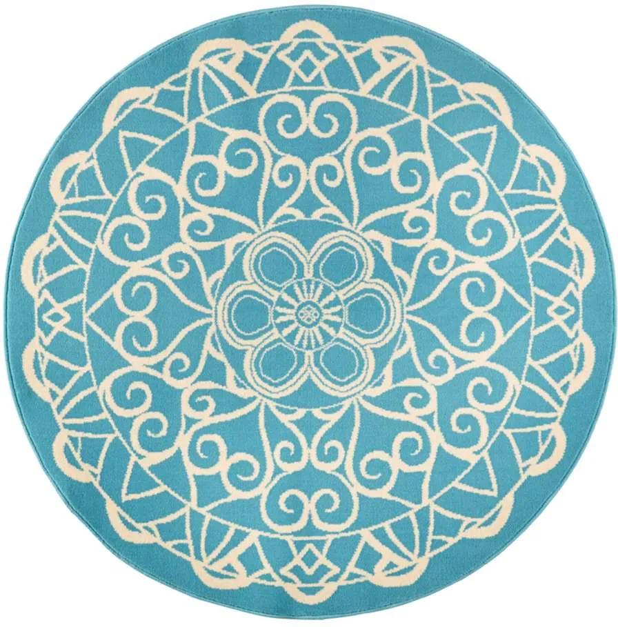 Zala Living vloerkleed Mandala - rond blauw - 140 cm - Leen Bakker