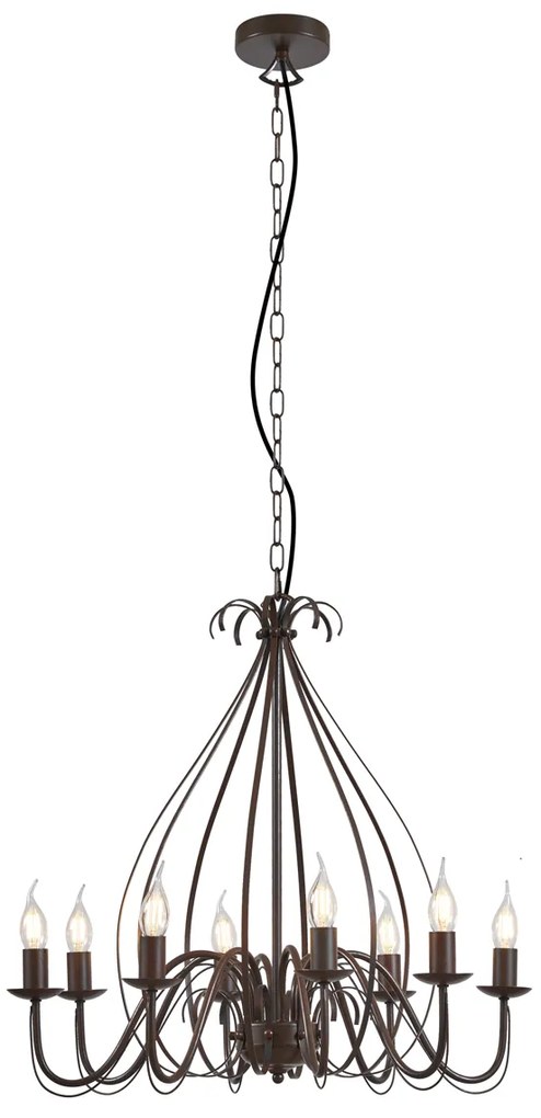 Eettafel / Eetkamer Klassieke kroonluchter roestbruin 8-lichts - Giuseppe Klassiek / Antiek, Landelijk / Rustiek E14 rond Binnenverlichting Lamp