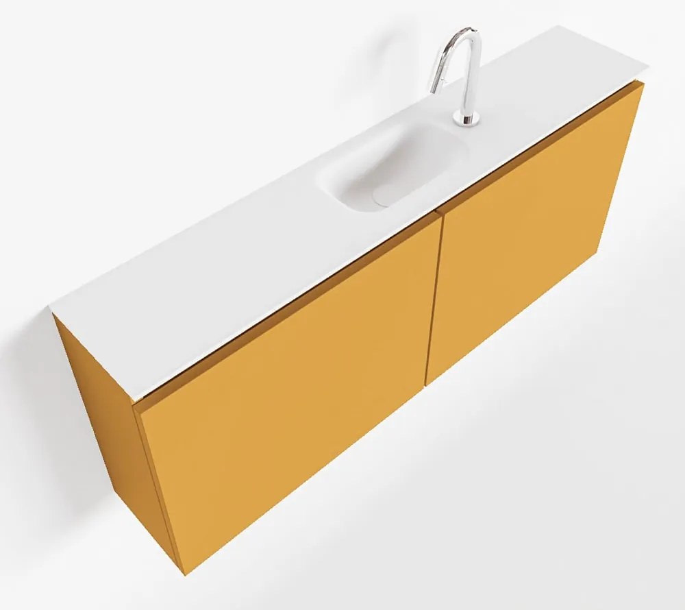 Mondiaz Ture 120cm toiletmeubel ocher met wastafel talc midden 1 kraangat
