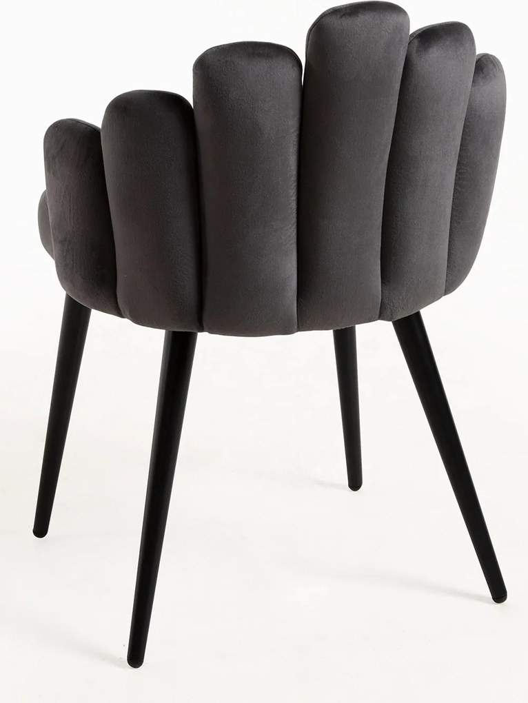 Set 4 Hand Fluwelen Stoelen Zwarte Poten